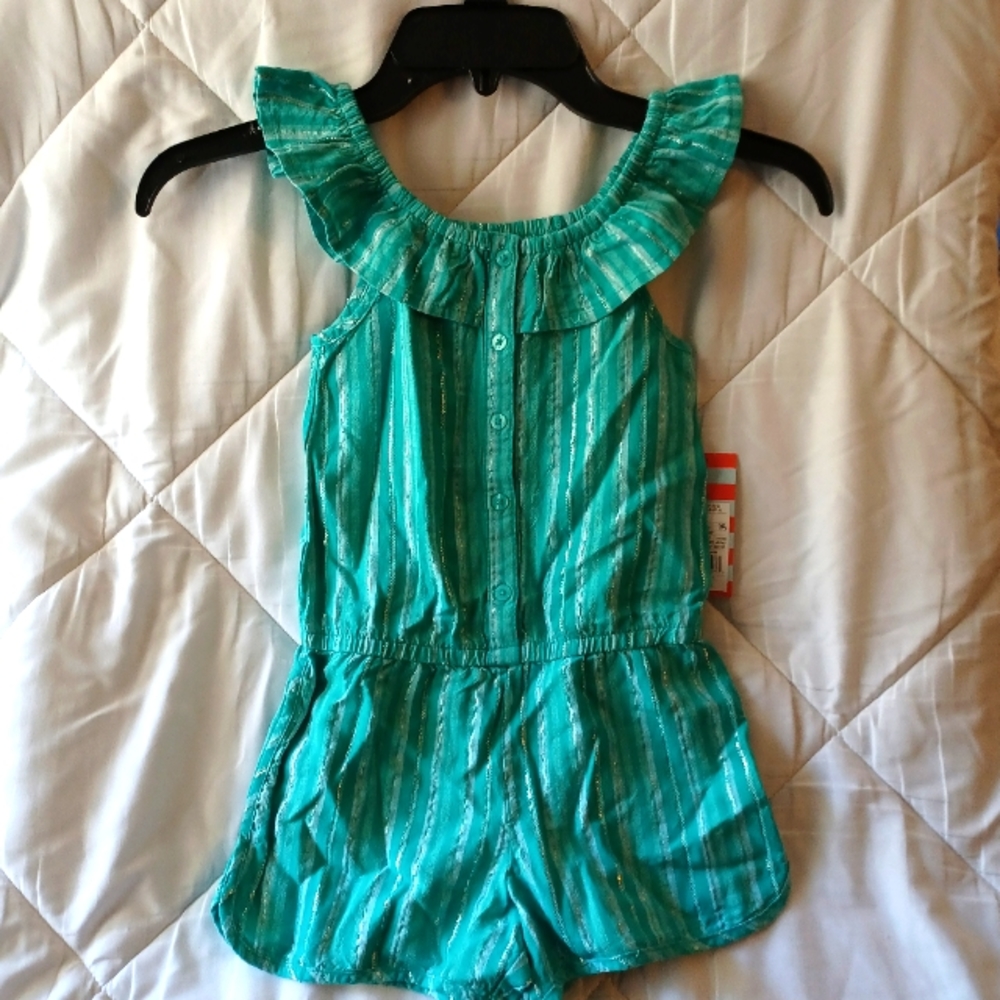 Cat & Jack Teal with Silver Shimmer Romper
